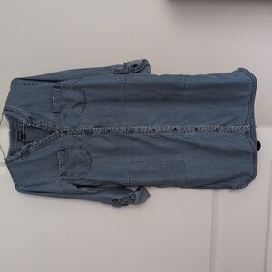 J. Jill Denim Dress Xs Button Front H Rolled Sleeves